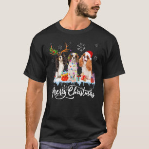 Merry Xmas Cavalier King Dog Santa Light Reindeer T-Shirt