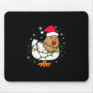 Merry Xmas Chicken Christmas Tree Light Mouse Pad
