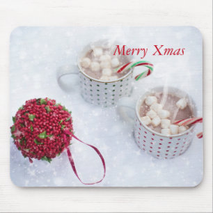 Merry Xmas - Chocolate on the snow Mouse Pad