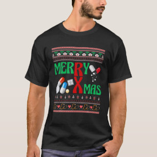 Merry Xmas Christmas Pharmacists Ugly Pharmacy Tec T-Shirt