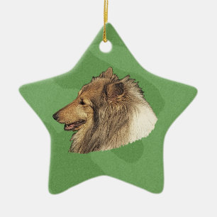 Merry Xmas Collie Ceramic Tree Decoration