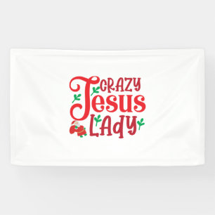 Merry Xmas Crazy Jesus Lady Banner