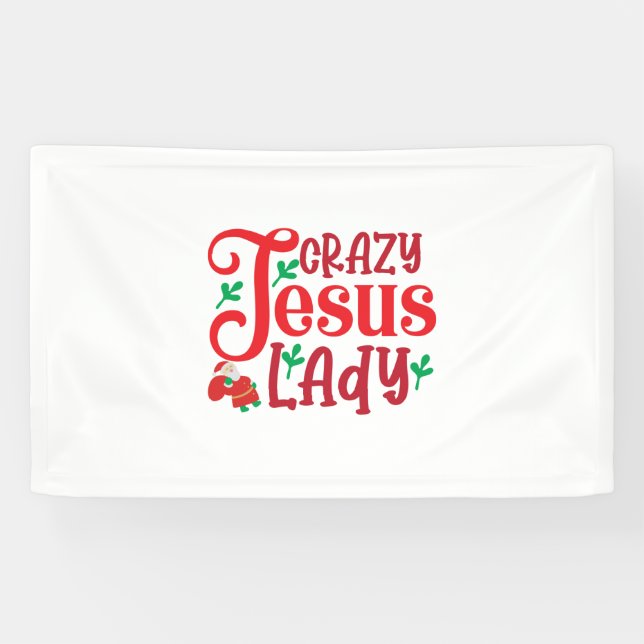 Merry Xmas Crazy Jesus Lady Banner (Horizontal)