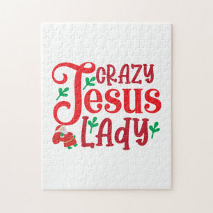 Merry Xmas Crazy Jesus Lady Jigsaw Puzzle