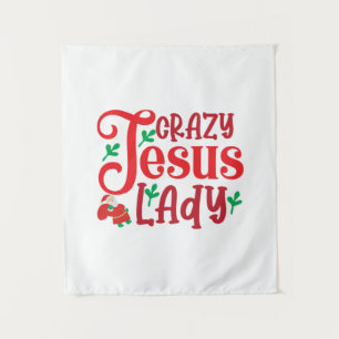 Merry Xmas Crazy Jesus Lady Tapestry