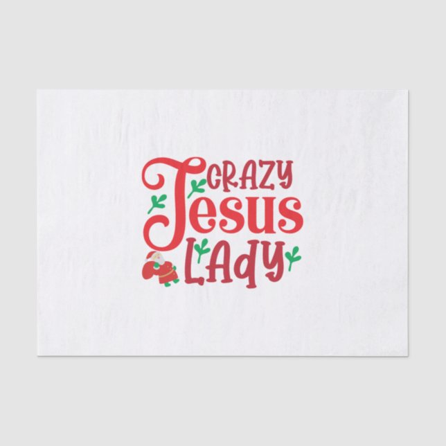 Merry Xmas Crazy Jesus Lady Tissue Paper (Front)
