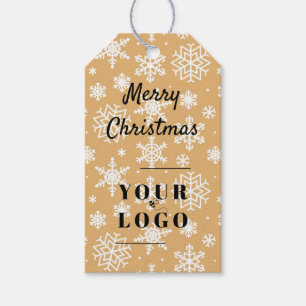 Merry Xmas Custom Logo Company Faux Gold Pattern Gift Tags