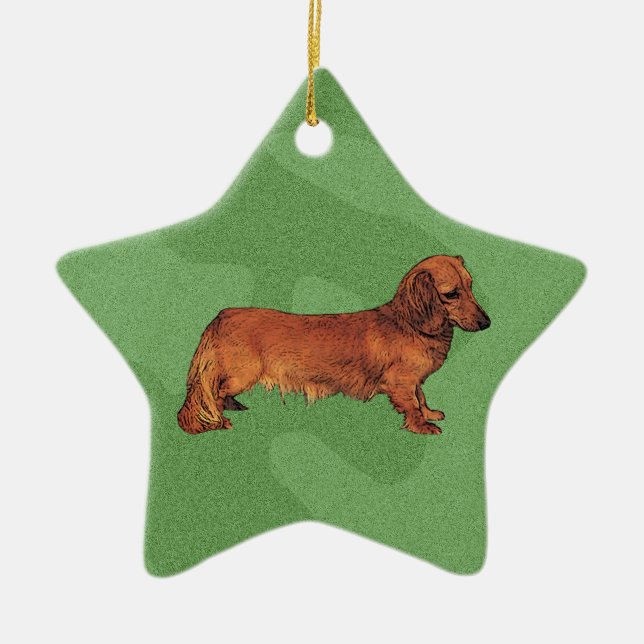 Merry Xmas Dachshund Ceramic Tree Decoration (Front)