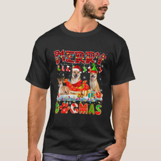 Merry Xmas Dog Three Santa Reindeer Elf Shiba Inus T-Shirt