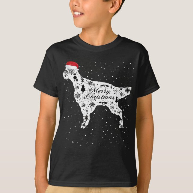 Merry Xmas English Setter Dog Christmas T-Shirt (Front)