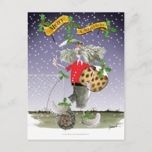 merry xmas football fans holiday postcard