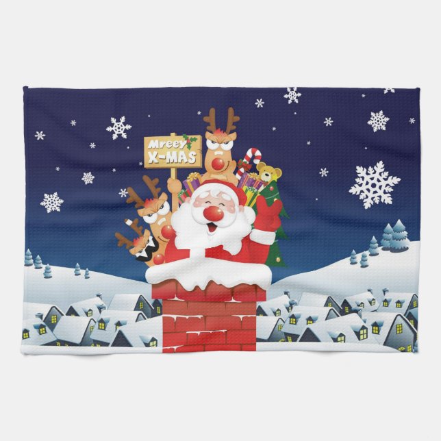Merry Xmas From Santa's Crew Tea Towel (Horizontal)