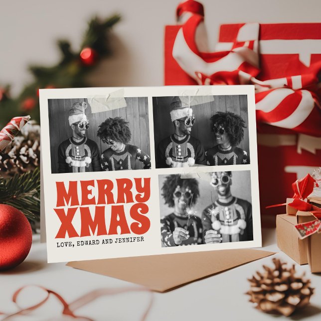 Merry Xmas Funky Groovy Photo Christmas  Card (Creator Uploaded)