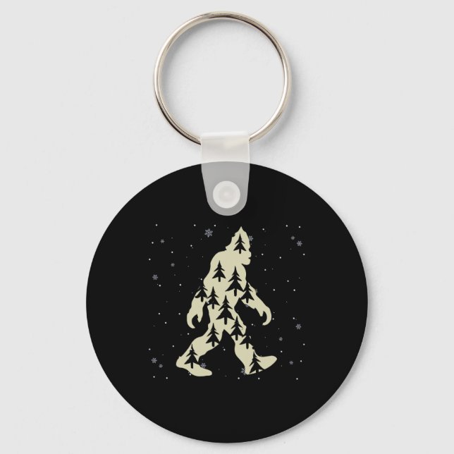 Merry Xmas Funny Bigfoot Santa Squatch Christmas T Key Ring (Front)