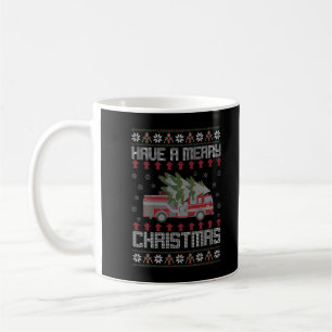 Merry Xmas Funny Ugly Christmas Sweater Fireman Fi Coffee Mug