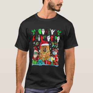 Merry Xmas Hands Sign Language Santa Chow Chow Gno T-Shirt