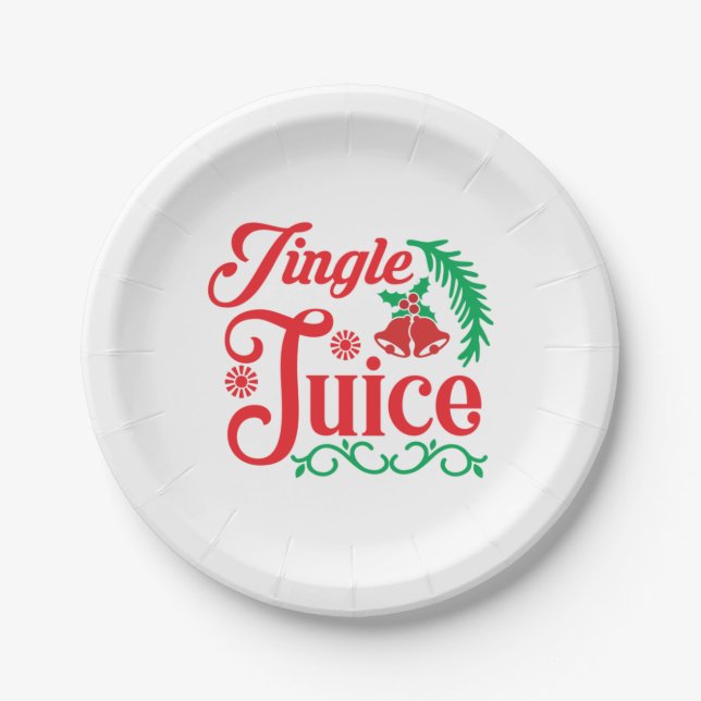 Merry Xmas Happy Jingle Juice Paper Plate (Front)
