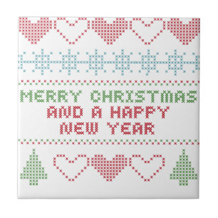 merry xmas happy new year ceramic tile