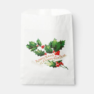 Merry Xmas & Happy New Year Holly Favour Bag