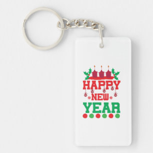 Merry Xmas Happy New Year Key Ring