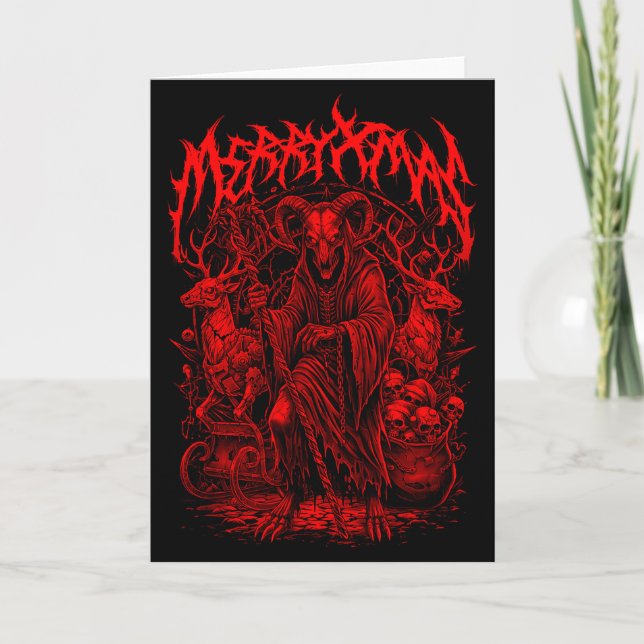 Merry Xmas Heavy Metal Band Parody Death Metal Vin Card (Front)