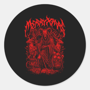 Merry Xmas Heavy Metal Band Parody Death Metal Vin Classic Round Sticker
