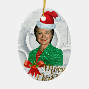 merry xmas Hillary clinton Ceramic Tree Decoration