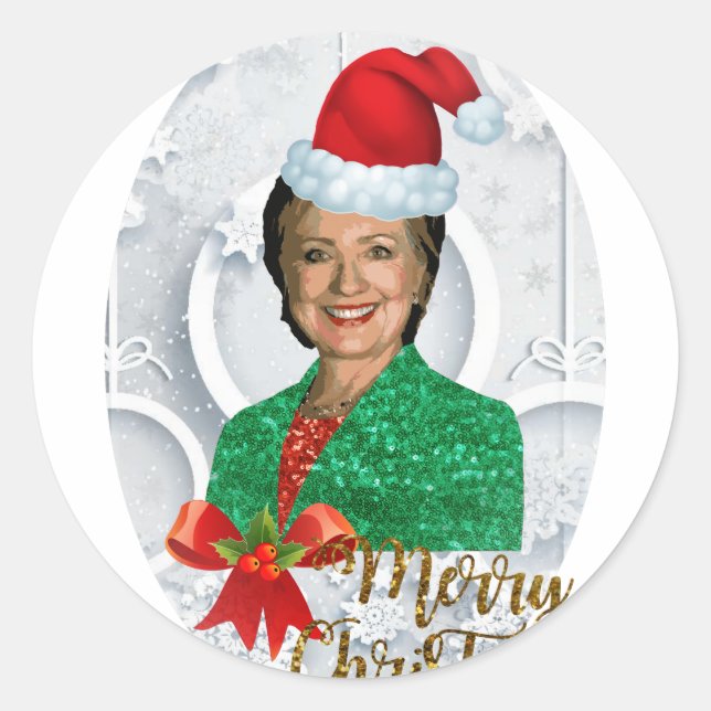 merry xmas Hillary clinton Classic Round Sticker (Front)