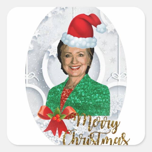merry xmas Hillary clinton Square Sticker (Front)