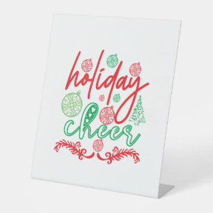 Merry Xmas Holiday Cheer Pedestal Sign