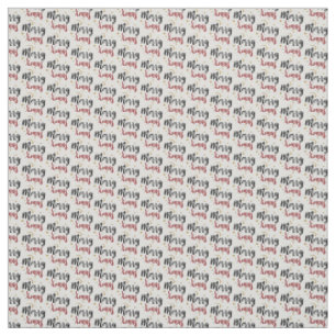Merry Xmas Holiday Script Pattern Fabric