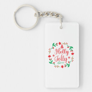 Merry Xmas Holly Jolly Key Ring