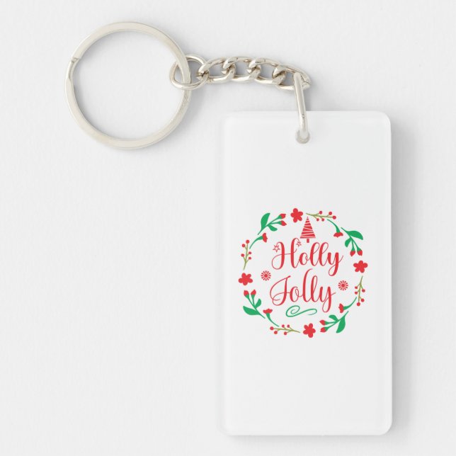 Merry Xmas Holly Jolly Key Ring (Front)