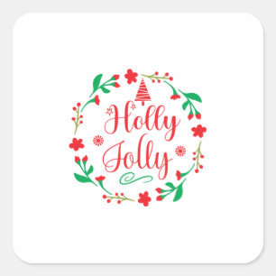Merry Xmas Holly Jolly Square Sticker