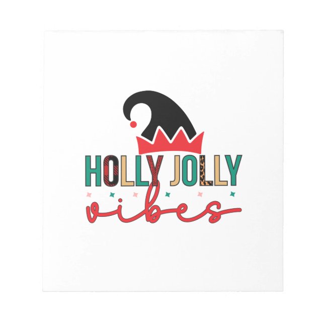 Merry Xmas Holly Jolly Vibes Notepad (Front)