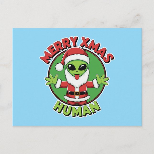 Merry Xmas Human Holiday Postcard (Front)