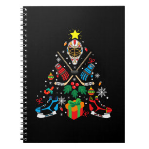 Merry Xmas Ice Hockey Christmas Tree Notebook