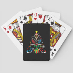 Merry Xmas Ice Hockey Christmas Tree Playing Cards
