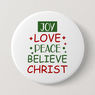 Merry Xmas Joy Love Peace Believe 7.5 Cm Round Badge