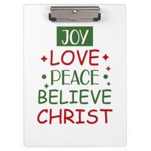 Merry Xmas Joy Love Peace Believe Clipboard