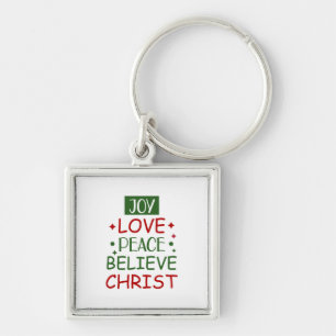 Merry Xmas Joy Love Peace Believe Key Ring