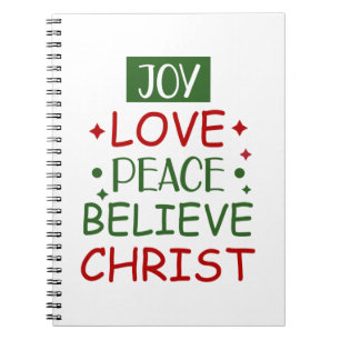 Merry Xmas Joy Love Peace Believe Notebook