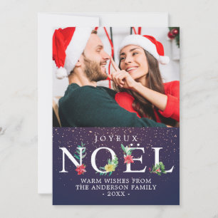 Merry Xmas Joyeux NOEL Greeting Greeting Photo Holiday Card