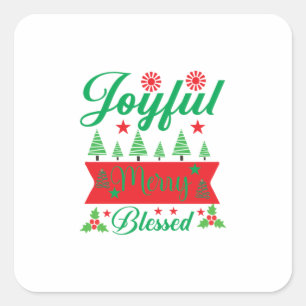 Merry Xmas Joyful Merry Blessed Square Sticker