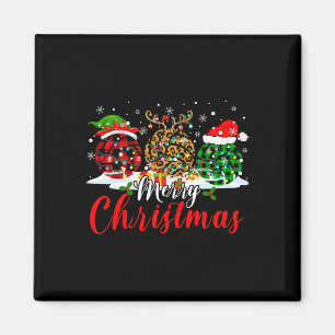 Merry Xmas Leopard Plaid Santa Elf Reindeer Volley Magnet