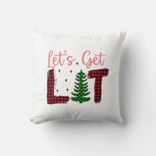 Merry Xmas Let's Get Lit Christmas Cushion