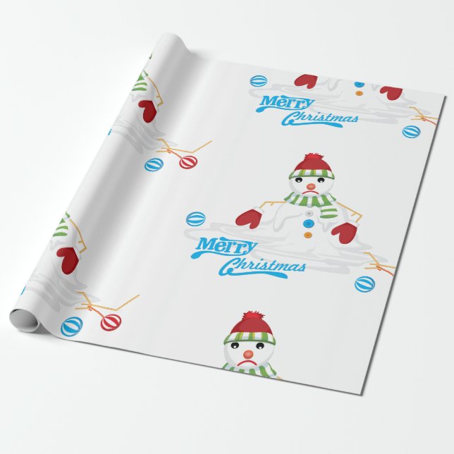 merry xmas melting snowman wrapping paper (Unrolled)
