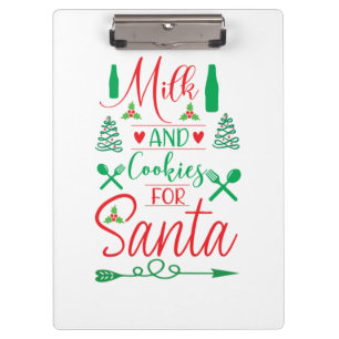 Merry Xmas Milk And Cookies For Santa Clipboard