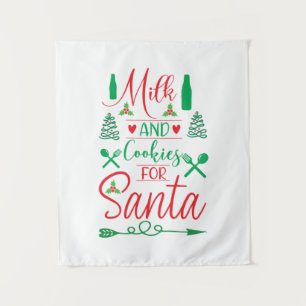 Merry Xmas Milk And Cookies For Santa Tapestry
