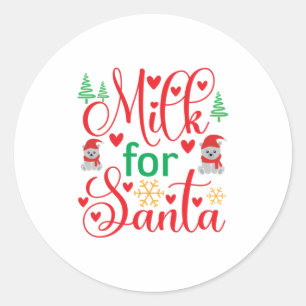 Merry Xmas Milk For Santa Classic Round Sticker